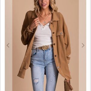 Camel brown button up shacket boutique size medium